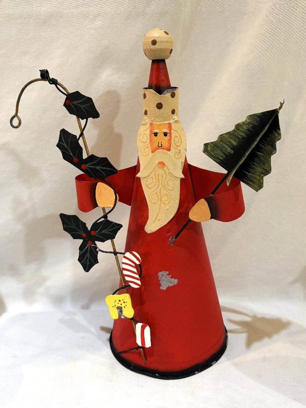 VTG 1990s Dansk Santa Claus Metal Tree Topper Figurine The Philippines AS IS